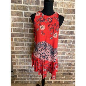 Intimately Free People Red floral shift dress small dropped waist sleeveless